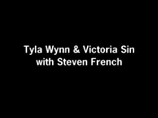 Tyla Winn and Victoria Sin share sucking the cock of Steven French